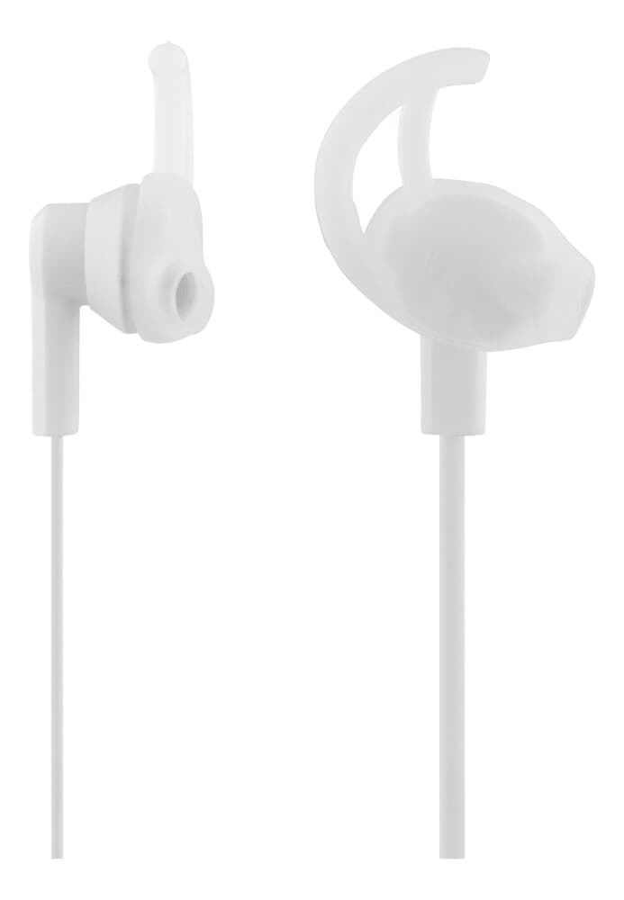 STREETZ stay-in-ear headset, svarsknapp, 3,5mm, mikrofon, vit