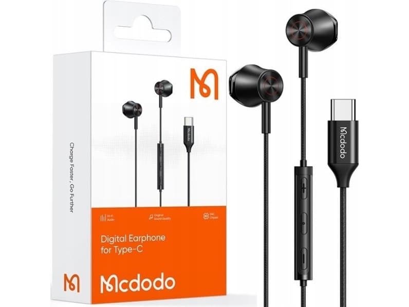 Mcdodo Hp-4070 In-Ear, Wired Headphones, Usb-C (Black)