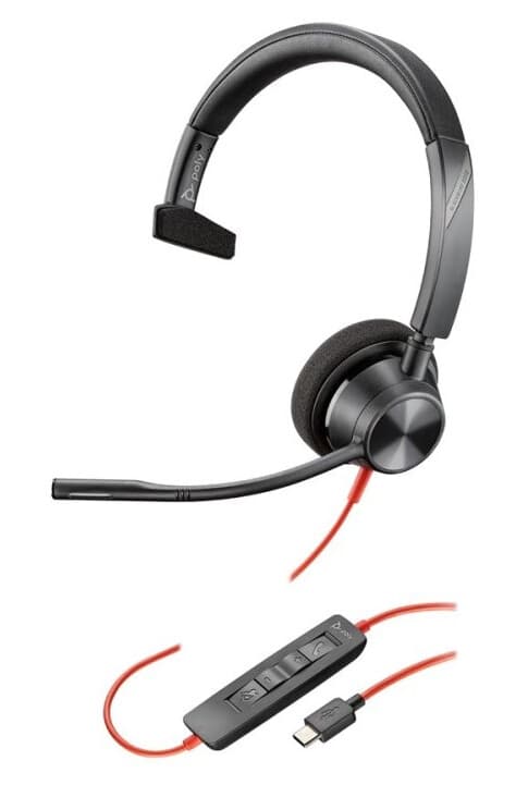 Poly Blackwire 3310 - Blackwire 3300 Series - Hodesett - On-Ear - Kablet - Usb-A - Svart - Certified For Microsoft Teams, Uc-Sertifisert