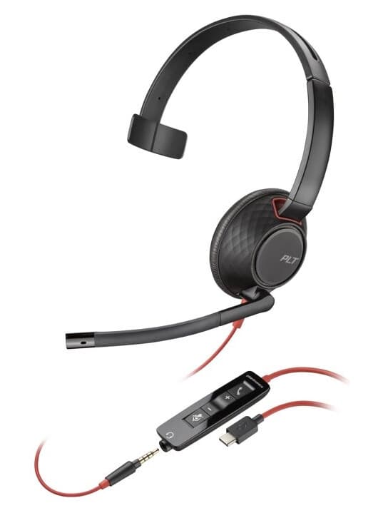 Poly Blackwire 5210 - Blackwire 5200 Series - Hodesett - On-Ear - Kablet - 3,5 Mm Jakk, Usb-C - Svart - Certified For Skype For Business, Zoom Certified, Certified For Microsoft Teams, Avaya Certified, Cisco Jabber Certified, Works With Chromebook C