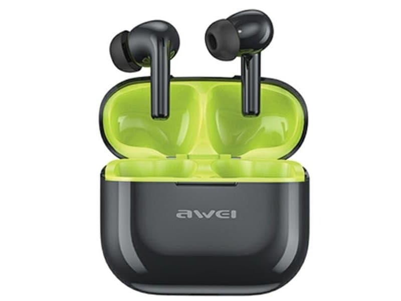 Awei Bluetooth 5.3 T1 Pro-Hodetelefoner Svart Og Grønn