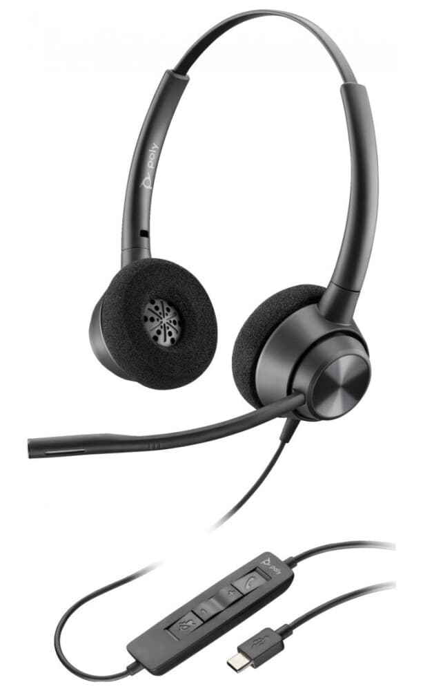 Poly Encorepro 320 Stereo Usb-A Headset Taa, Kabel, Kontor/Callcenter, 105 G, Headset, Svart