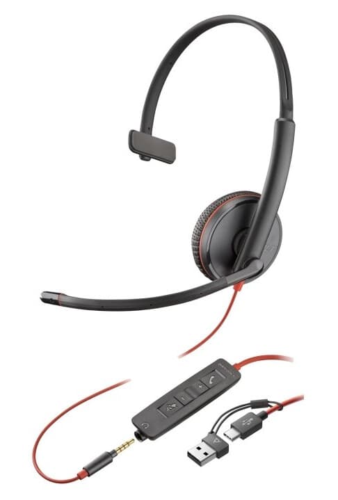 Poly Blackwire 3215 - Blackwire 3200 Series - Hodesett - On-Ear - Kablet - 3,5 Mm Jakk, Usb-C - Svart - Certified For Skype For Business, Avaya Certified, Cisco Jabber Certified, Uc-Sertifisert