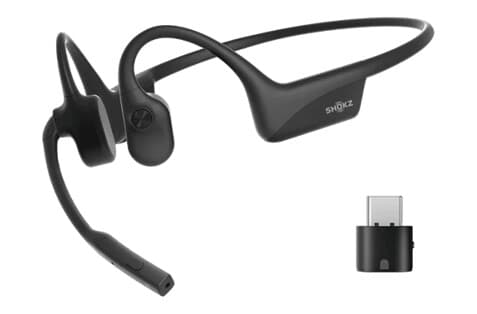 Aftershokz Opencomm2 Uc Usb-c Hodesett Usb-c Via Bluetooth-adapter Zoom Stereo Svart