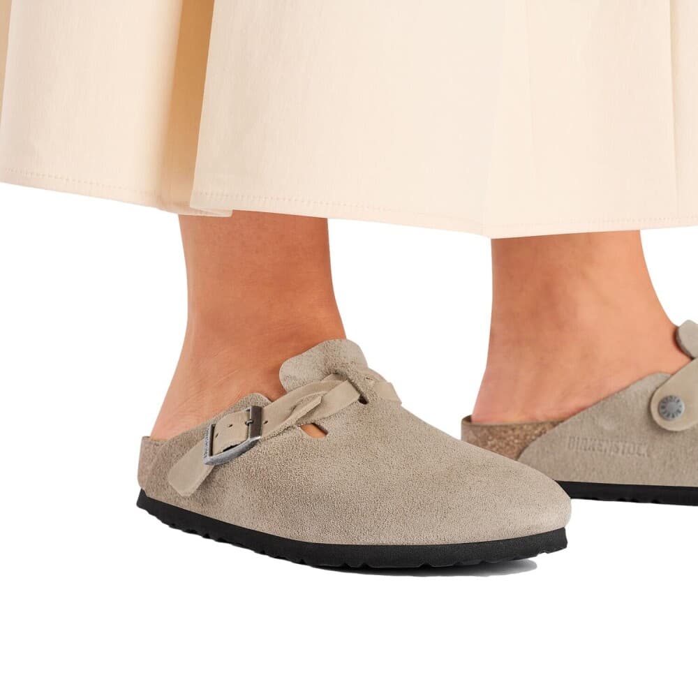 Birkenstock Boston Braided Suede Leather Taupe 37 - side b