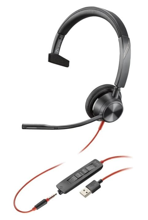Poly Blackwire 3315 - Blackwire 3300 Series - Hodesett - On-Ear - Kablet - 3,5 Mm Jakk, Usb-A - Svart