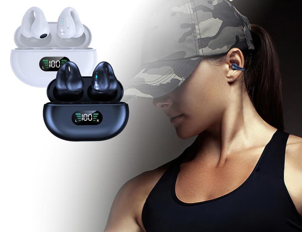 Clip on Bluetooth-hodetelefoner med avansert lydteknologi