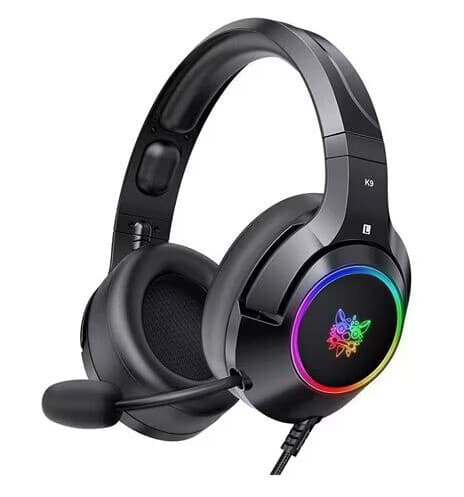 Onikuma gaminghodesett RGB med 3,5 mm-tilkobling og støyreduserende mikrofon Svart
