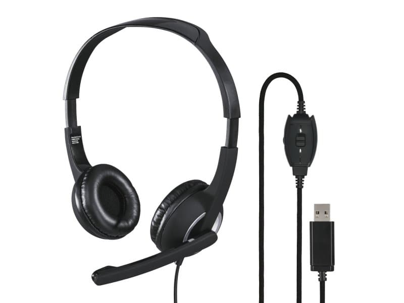 Hama Hs-Usb250, Hodesett, Hodebånd, Kontor/Kundesenter, Svart, Sølv, Stereofonisk, In-Line
