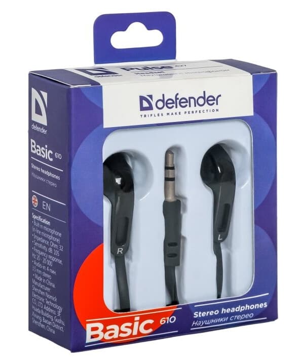 Defender Basic 610 - Ørepropper - I Øret - Kablet - 3,5 Mm Jakk - Svart
