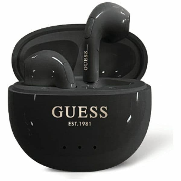 Guess Glossy Effect Egg Shape Printed Classic Logo Svart