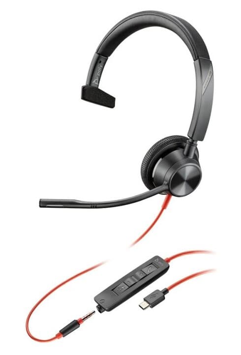 Poly Blackwire 3315 - Blackwire 3300 Series - Hodesett - On-Ear - Kablet - 3,5 Mm Jakk, Usb-C - Svart