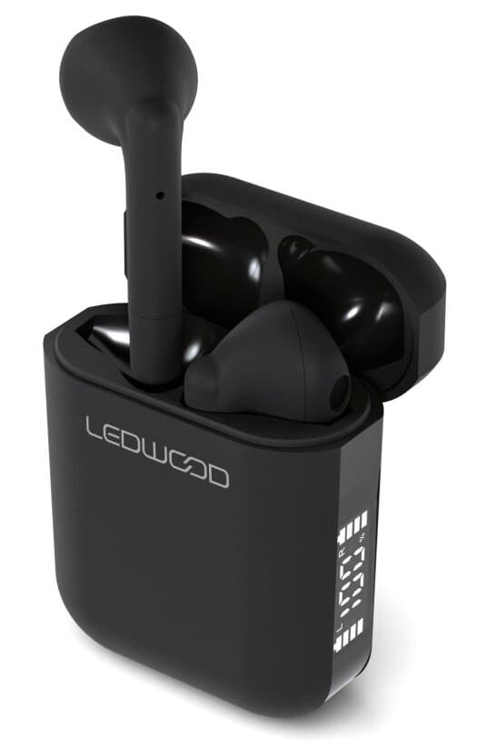 Ledwood Apollo S, True Wireless Stereo (Tws), Samtale/Musikk/Sport/Hverdag, Hodesett, Sort
