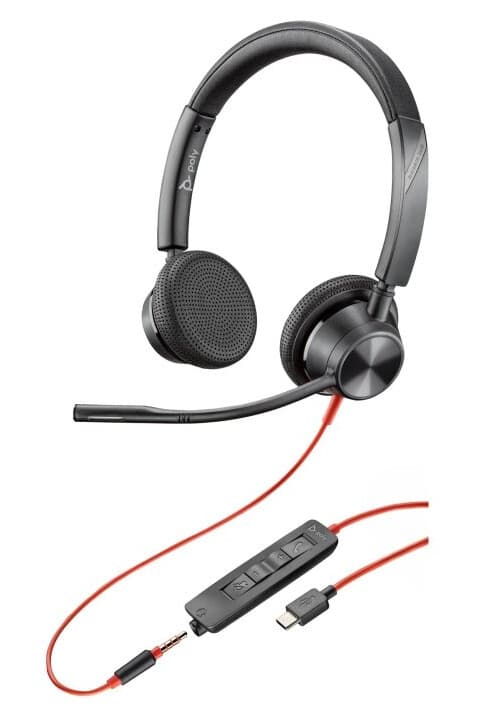 Poly Blackwire 3325 - Blackwire 3300 Series - Hodesett - On-Ear - Kablet - 3,5 Mm Jakk, Usb-C - Svart