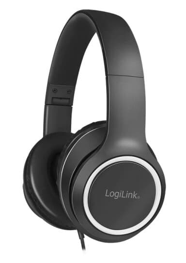 Logilink Hs0053, Koblet Med Ledninger (Ikke Trådløs), Samtaler/Musikk, 20 - 20000 Hz, 190 G, Hodesett, Sort, Sølv