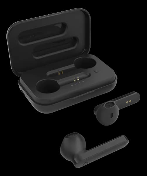 STREETZ True Wireless Stereo headset med ladeenhet - Svart