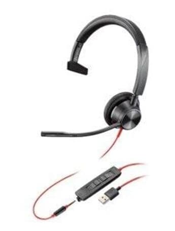 Poly Blackwire 3315 3300 Series MS Mono Headset Svart