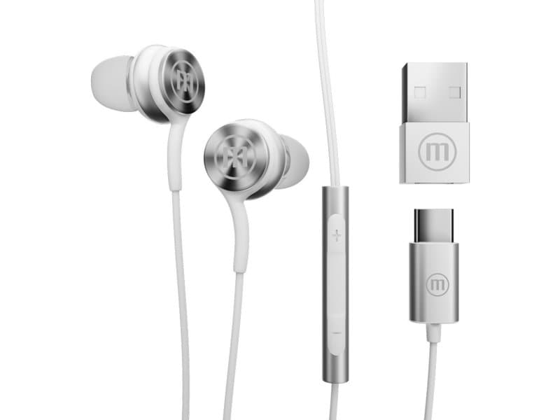 Maxell Xc1 Usb-C-Hovedtelefoner Med Ledning Og Usb-A-Adapter Hvid