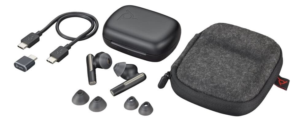 Poly Voyager Free 60 Uc - True Wireless-Hodetelefoner Med Mikrofon - I Øret - Bluetooth - Aktiv Støydemping - Usb-C Via Bluetooth-Adapter - Karbon Sort - Zoom Certified