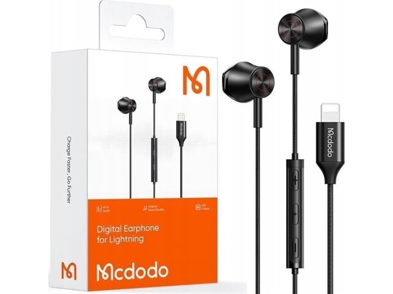 Mcdodo Hp-4080 Kablede Øretelefoner, Lyn (Svart)