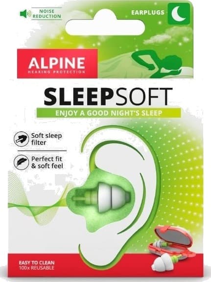 Alpine Sleepsoft, Gjenbrukbar Øreplugg, Sove, Normal, In-Ear, Grønn, Hvit, 25 Db