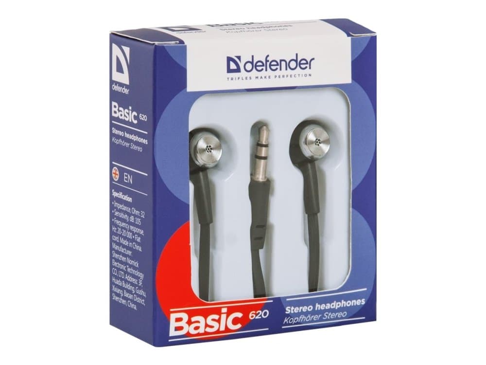 Defender Basic 620 - Ørepropper - I Øret - Kablet - 3,5 Mm Jakk - Svart