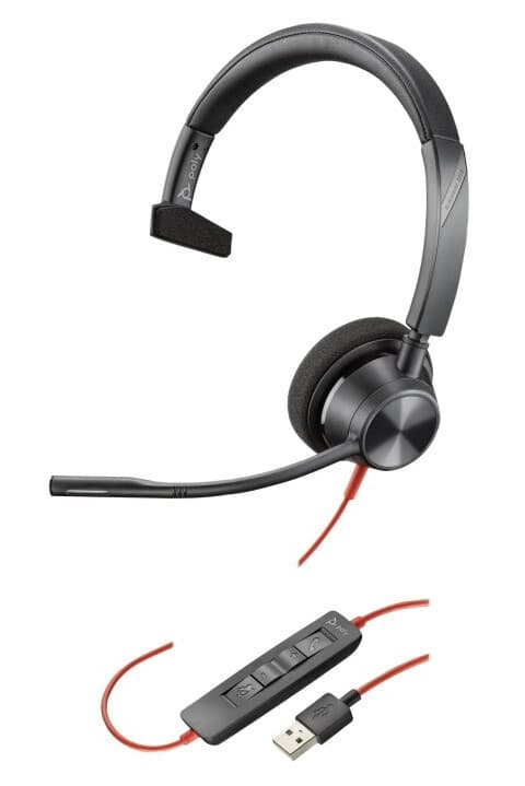 Poly Blackwire 3315-M - Blackwire 3300 Series - Hodesett - On-Ear - Kablet - 3,5 Mm Jakk, Usb-A - Svart - Certified For Microsoft Teams