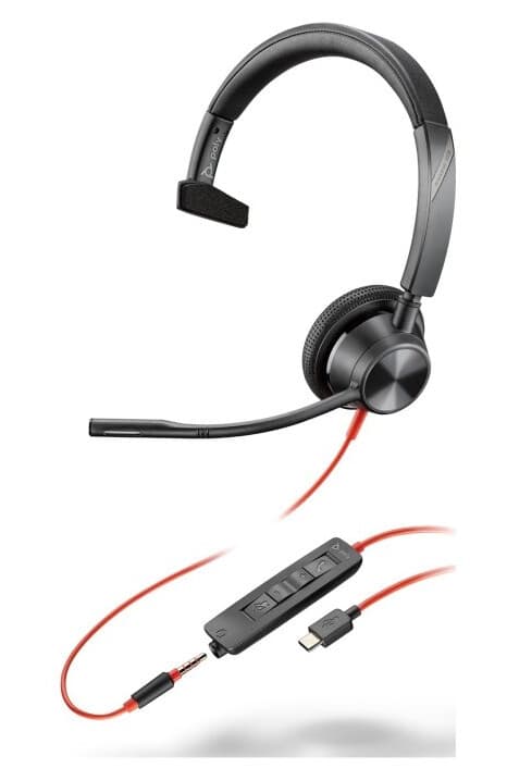 Poly Blackwire 3315 - Blackwire 3300 Series - Hodesett - On-Ear - Kablet - 3,5 Mm Jakk, Usb-C - Svart - Uc-Sertifisert