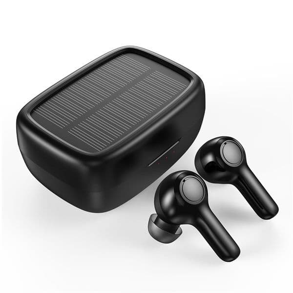 Tws Choetech Solar Sportshodetelefoner Med Solenergilading (Sort)
