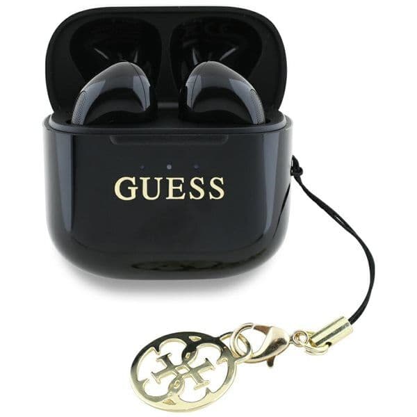 Guess Glossy Effect Printed Classic Logo & Charm Svart