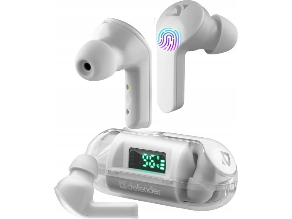 Defender Twins 916 Trådløse Bluetooth-Hodetelefoner Med Mikrofon, Hvit
