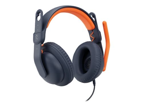 Logitech Zone Learn Over-ear Wired Headset For Learners, Usb-a Hodetelefoner Usb-c Oransje, Svart
