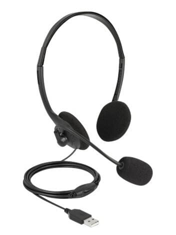 Delock - Hodesett - On-Ear - Kablet - Usb-A - Svart