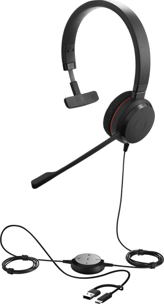 Jabra Evolve 20 SE Mono Headset USB C USB A Svart