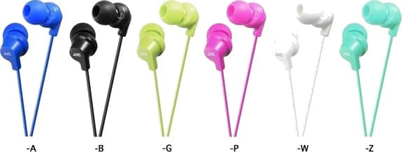 JVC Gumy in-ear headphones. Hvit