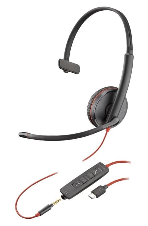 Poly Blackwire C3215 - Blackwire 3200 Series - Hodesett - On-Ear - Kablet - 3,5 Mm Jakk, Usb-C - Svart - Skype Certified, Avaya Certified, Cisco Jabber Certified