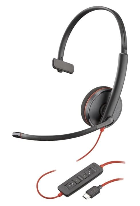 Poly Blackwire C3210 - Blackwire 3200 Series - Hodesett - On-Ear - Kablet - Usb-C - Svart - Skype Certified, Avaya Certified, Cisco Jabber Certified