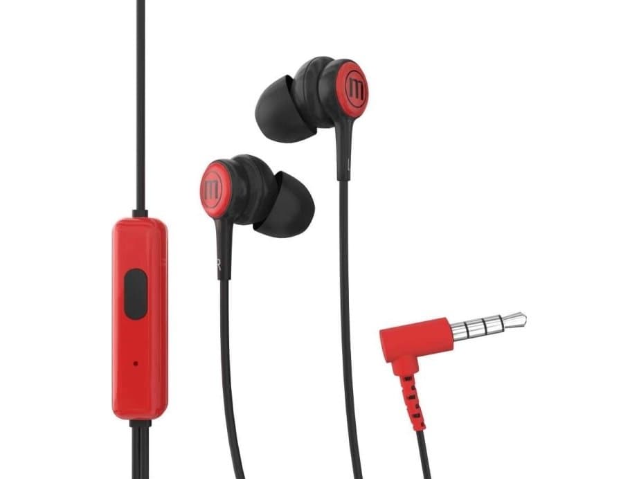 Maxell Maxell Earphones In-Tips In Ear Stereo With Microphone Red 304012.00.Cn