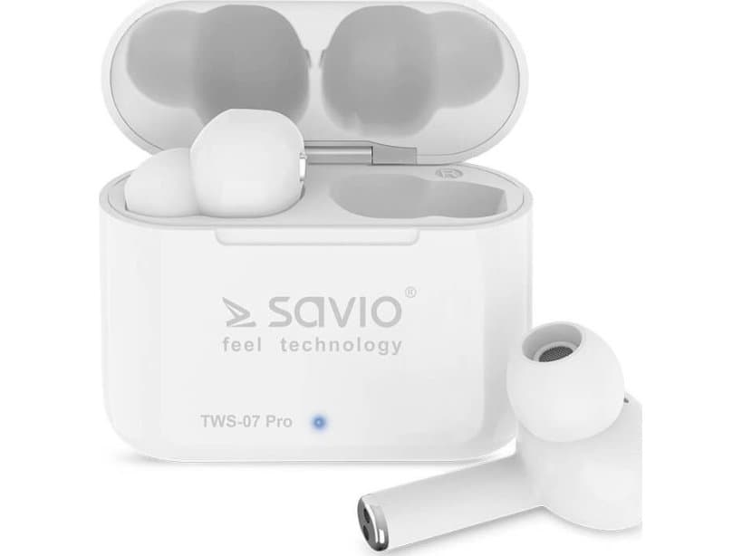 Savio Tws-07 Pro, Hodetelefoner, In-Ear, Musikk, Hvit, Spill Av/Pause, Track <, Track >, Volume +, Volume -, Berøring