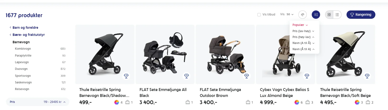 Visning av kategorier