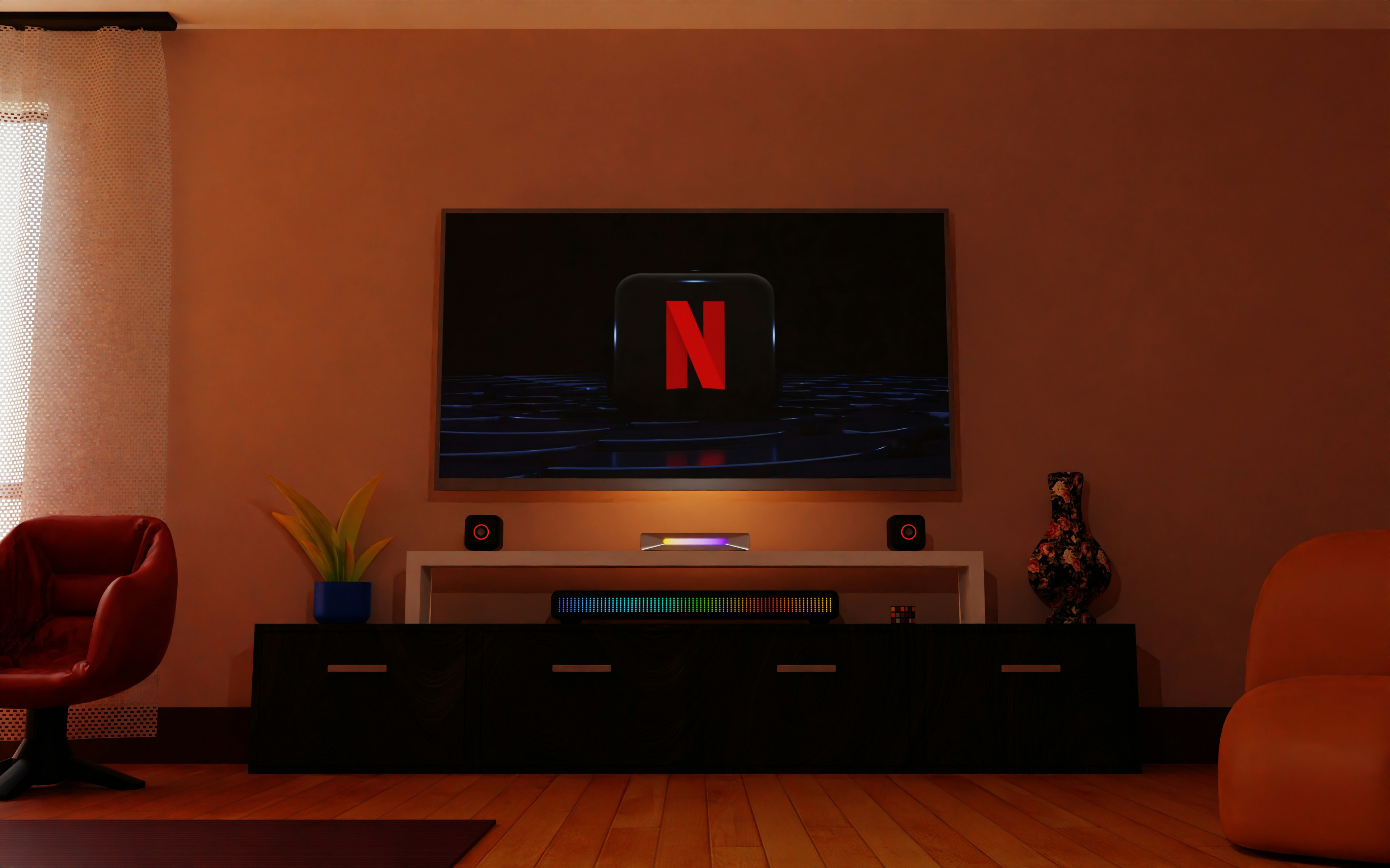 avstand til tv: TV på veggen