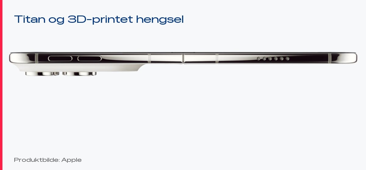 iPhone Duo sett fra siden, sammenlagt, med hengselen synlig