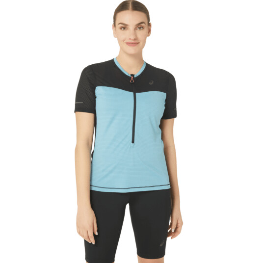 Asics Women's Fujitrail Short Sleeve Top S, Performance Black/Gris Blue