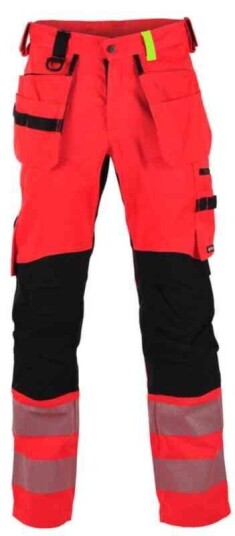 BS Gjøvik Håndverksbukse, HiVis kl.2 Unisex, Str. C54, Rød/Sort