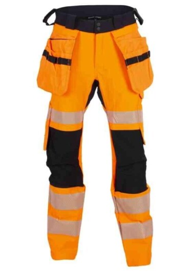 BS Lillehammer 2.0 Arb.bukse, HiVis kl.2 Unisex, Str. C160, Sort/Oransje