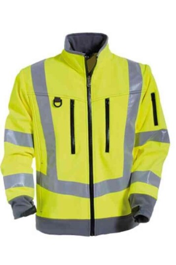 Tranemo Ce-Me Softshelljak, HiVis kl.3 Mann, Str. (US/ CA): S, Gul/Marine