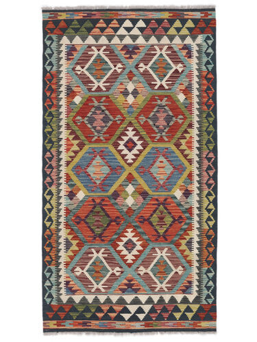 Håndknyttet. Opphav: Afghanistan Orientalsk Kelim Afghan Old Style Teppe Teppe 103X193 Mørk Rød/Svart (Ull, Afghanistan)