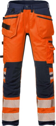 Fristads Hantverkarbyxa Stretch 2707 Plu, Klass 2 Varsel Orange/marinblå D92