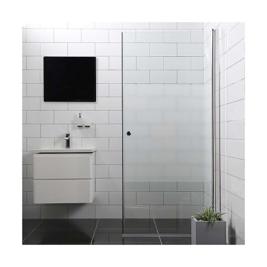 Bathlife Allsidig Dusjdør 100 cm, Sølv profil/Delvis frostet glass