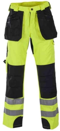 BS Dokka Håndverksbukse, HiVis kl.1 Unisex, Str. C62, Gul/Sort